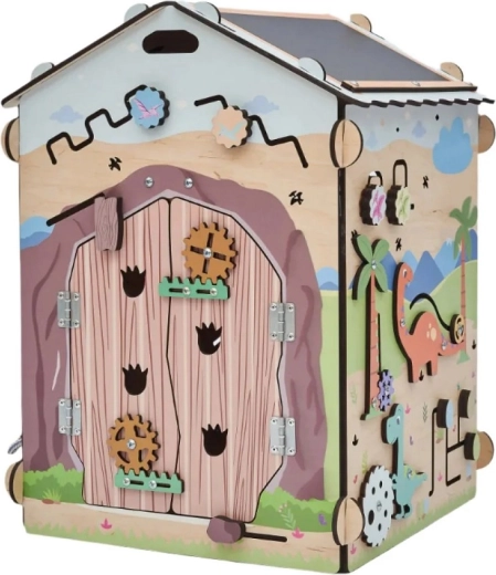 BusyKids aktivna kućica DINO – drvena Montessori activity board sa svjetlom