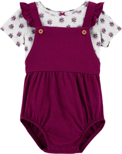 Carter's set: majica kratkih rukava i hlačice s tregerima pink floral za djevojčicu (3 mj)