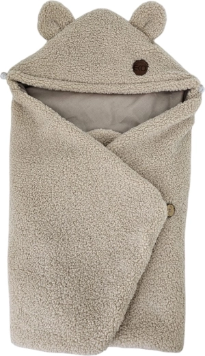 EKO wrap footmuff for car seat, bouclé with cotton, dark beige, 110 × 100 cm – Dark Beige