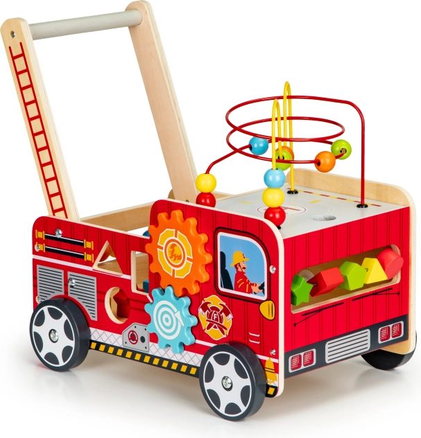 Drveno obrazovno hodalica s kockama - Vatrogasno vozilo ECOTOYS