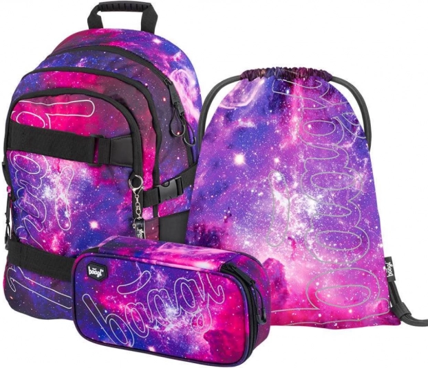 BAAGL 3-dijelni set Skate Galaxy – školska torba, pernica i vrećica
