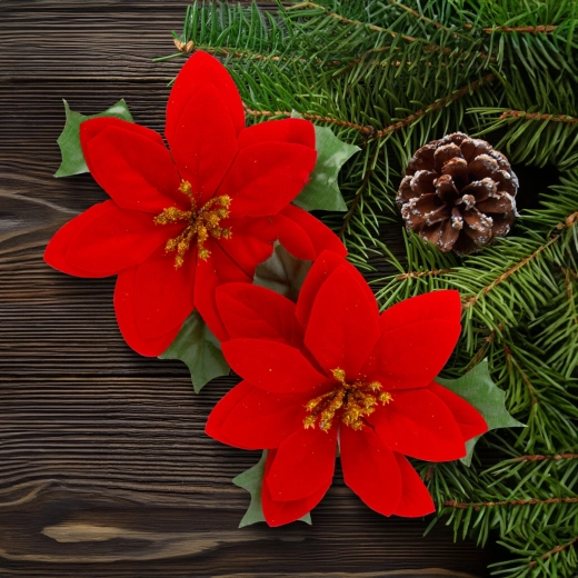 Christmas Star with Glitter, Red, 13 × 13 cm – 2 pcs