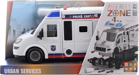 Policijski automobil na baterije za sastavljanje odvijačem s efektima i inercijskim pogonom