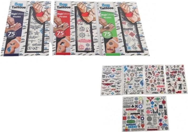 Magic Tattoos ispirljive privremene tetovaže pirati za dječake (75 kom)