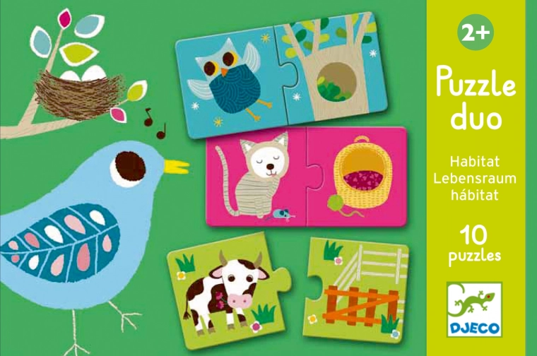 DJECO Životinjske kućice puzzle 12x2 dijelova