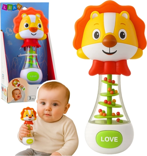 Zvečkalo za bebe lav s šarenim kuglicama