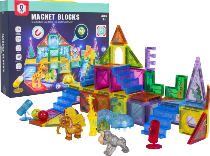 Magnetic Building Set 3D ZOO, 64 pieces