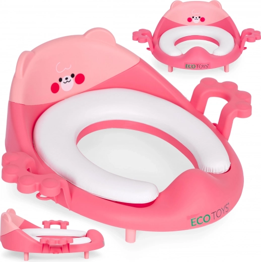 Dječje WC sjedalica s ručkama i mekanim podstavkom, ružičasta, EcoToys