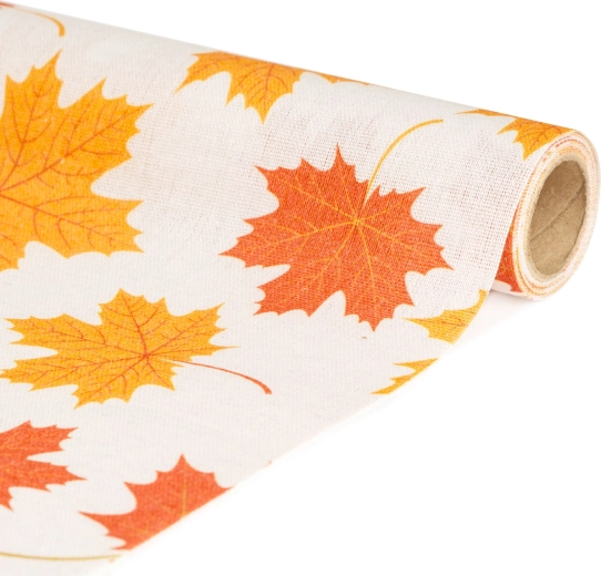Decorative table runner with leaf motif 180 × 28 cm
