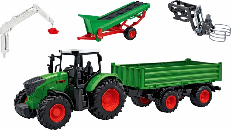 Traktor s prikolicom i funkcionalnim transporterom