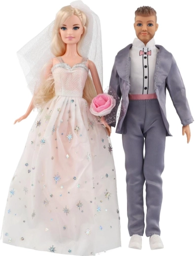 Bride and groom in festive outfits