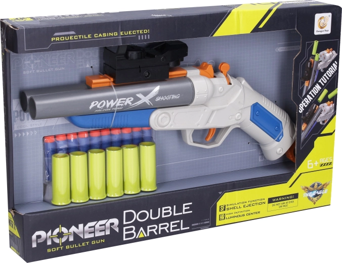 Puška Pioneer Double Barrel s pjenastim mecima i patronama 37 cm - 1 kom
