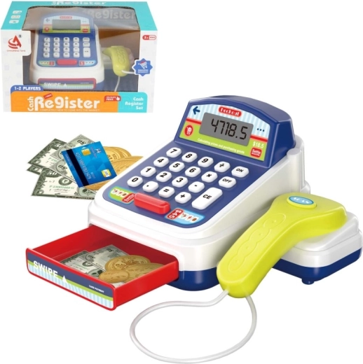 Battery-powered cash register with accessories
