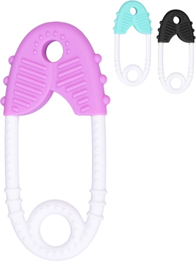 Silicone baby teether in the shape of a safety pin - 1 piece