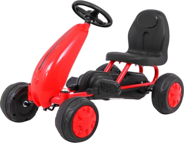 Dječja go-kart pedala s lančanim pogonom i gumenim kotačima – Crvena