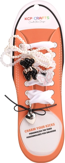 Set of decorative lace accessories – black teddy bear and butterfly - 1 piece