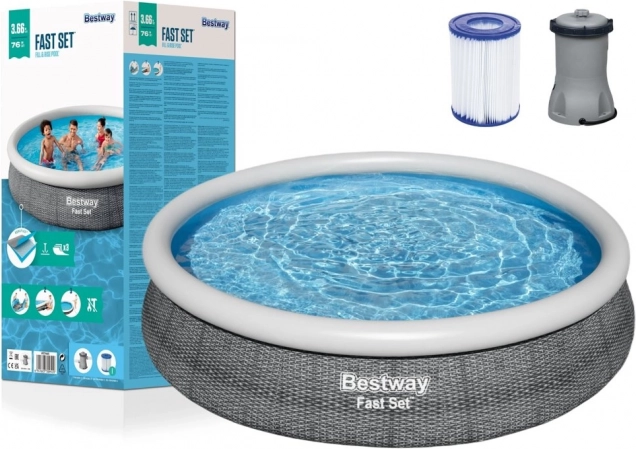 Nafukavajući bazen BESTWAY Fast Set 366 × 76 cm s filtracijom