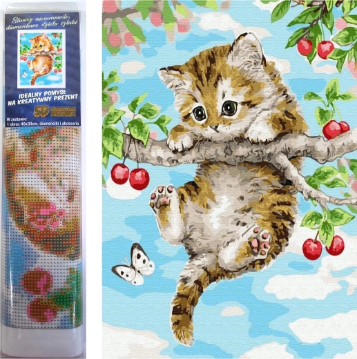 Norimpex dijamantno slikanje Mačić na trešnji 30x40 cm