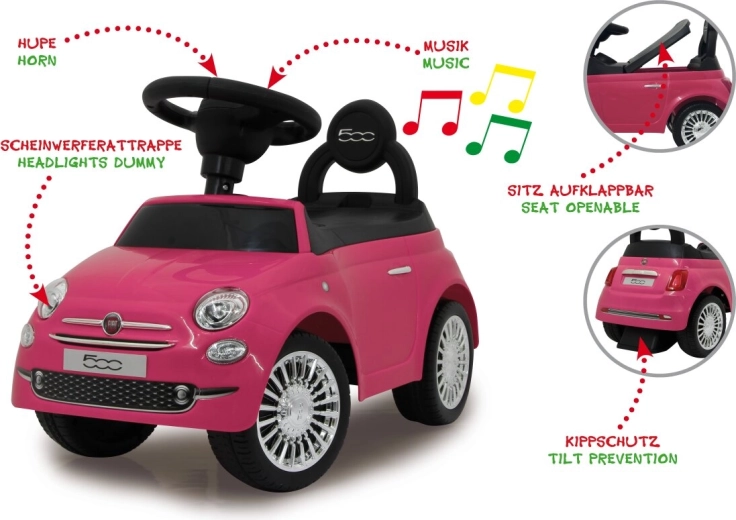 Jamara ride-on and walker Fiat 500 2-in-1 pink