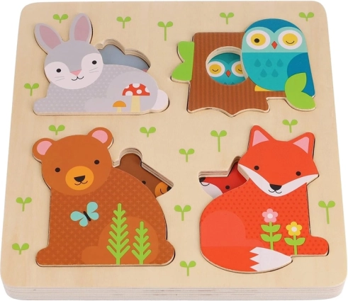 Petit Collage drvene puzzle životinjske obitelji