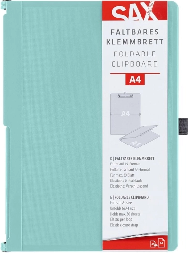 Closable clipboard with clip SAX A4 teal green-blue