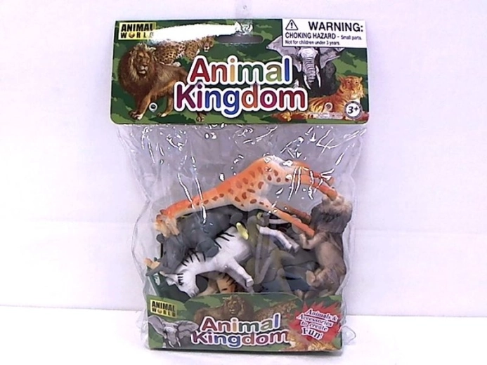 Set of Wild Animal Figures with Trees and Rocks (10 pcs)