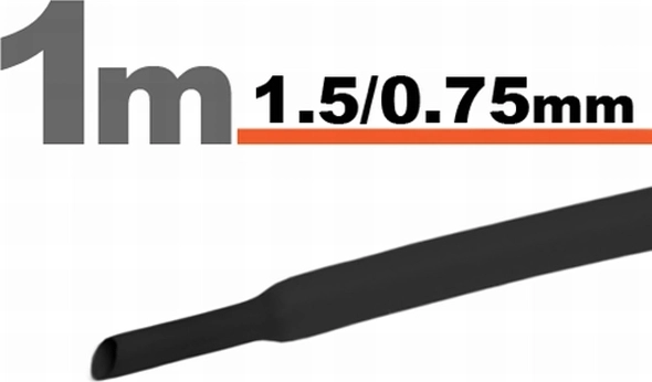 Black heat-shrink tubing 1.5/0.75 mm