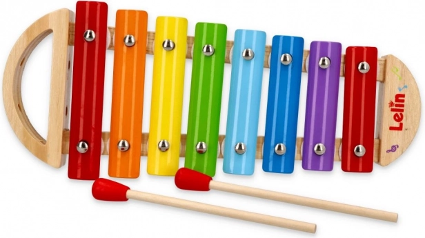 Šareni metalni ksilofon u drvenom okviru za djecu