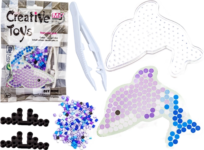 Iron-on beads with dolphin template - 1 piece