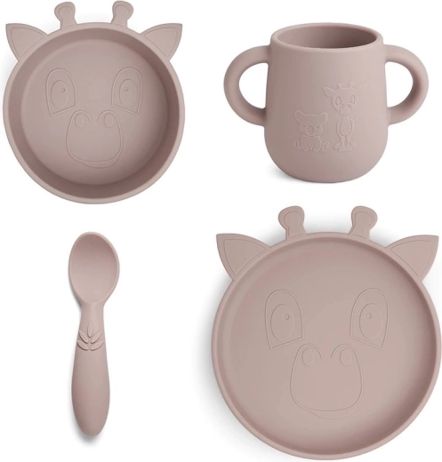 Nuuroo Lykke silicone dining set Giraf woodrose