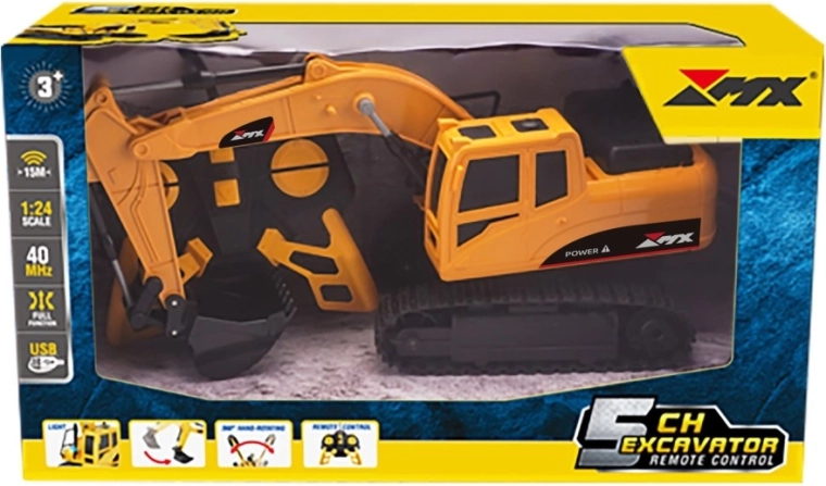 RC bager 1:24 s gusjeničnim podvozjem i 5‑kanalnim upravljanjem
