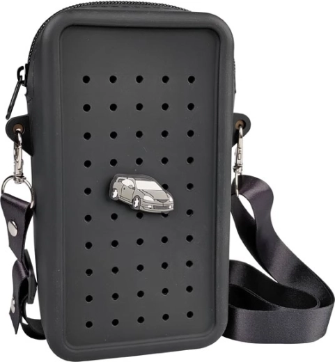Gifty silikonska crossbody torbica crna s ukrasnim pinom