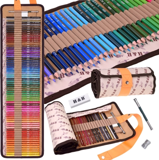 Pastelne olovke za crtanje H&B – set od 72 boje u rolo pernici