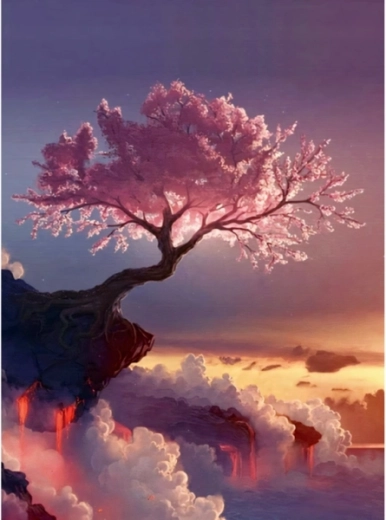 Diamond mosaic (diamond painting) tree in the clouds 30 × 40 cm - 1 piece