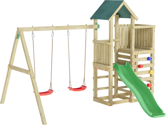 Marimex dječje drveno igralište Play Basic sa zelenim toboganom