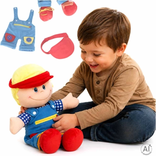 Educational Fabric Boy Doll for Practicing Dressing