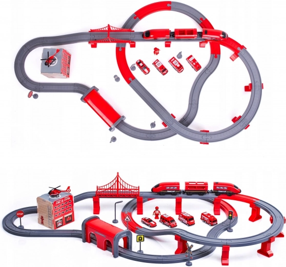 Track full of obstacles and structures