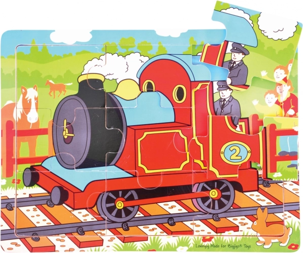 Drvene puzzle vlak, 9 dijelova – BIGJIGS TOYS
