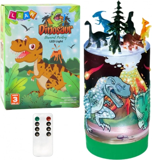kreativni set dinosauri u staklenci s noćnom lampicom i daljinskim upravljačem