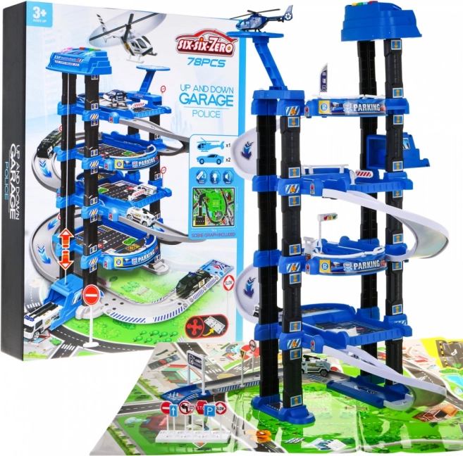 mega policijska parkirna garaža s dizalom i podlogom za igru