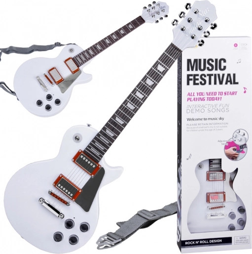 Električna gitara za djecu s remenom – Bijela