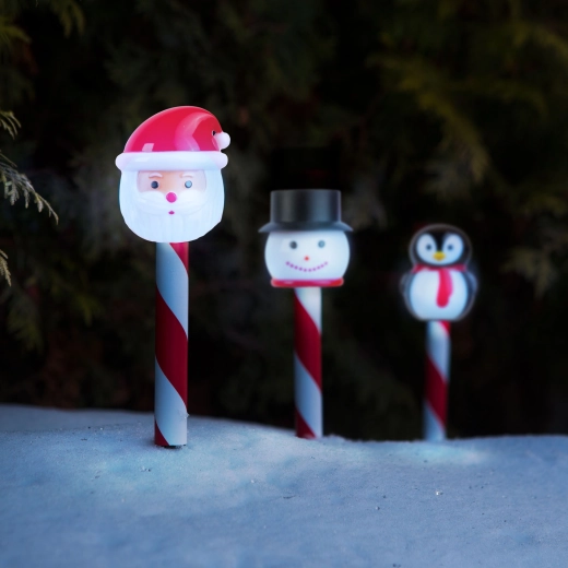 Christmas Solar LED Lamp Santa Claus, Snowman or Penguin - 1 piece