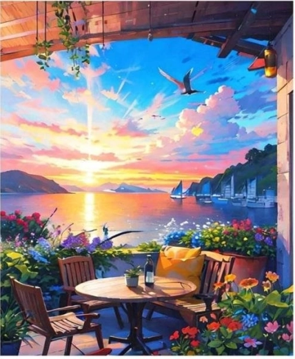 Slikanje po brojevima – kuća s terasom 40 × 50 cm