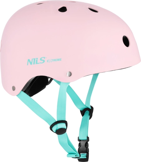Ružičasta kaciga NILS Extreme za role, bicikl i romobil – XS (48–52 cm)