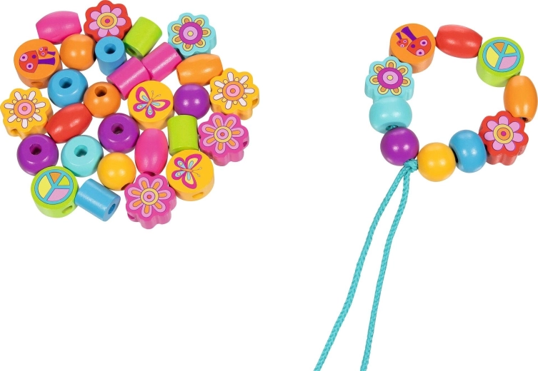 Set drvenih perlica Flower power
