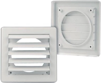 Gravitacijska ventilacijska rešetka 175 × 175 mm za cijev 125 mm – bijela