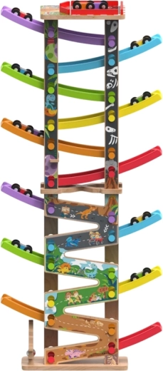 2Kids Toys velika drvena trkaća staza s 12 rampi