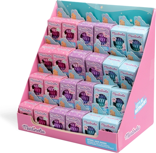 Five colorful hair ties in the pack