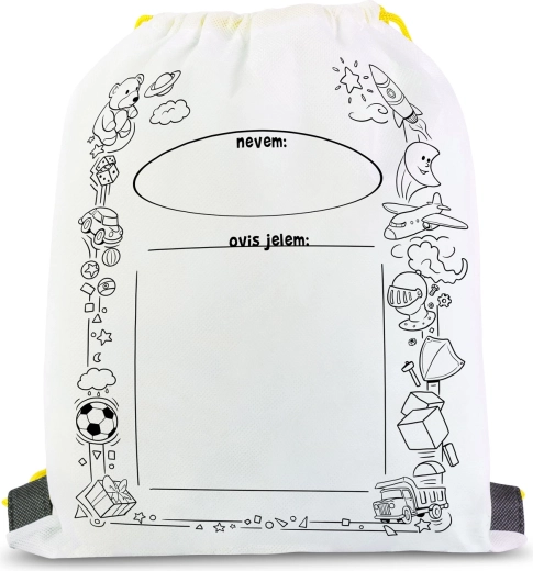 Coloring Drawstring Gym Bag with 4 Markers