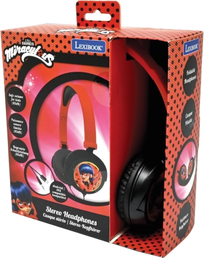 Dječje sklopive žičane slušalice Miraculous: Čudesna bubamara i Crni mačak